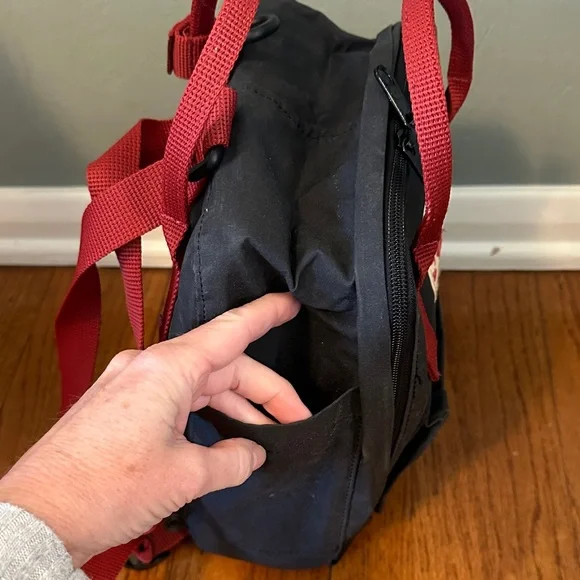 Fjallraven Kånken Dark Gray and Red Mini Backpack - Picture 3 of 12